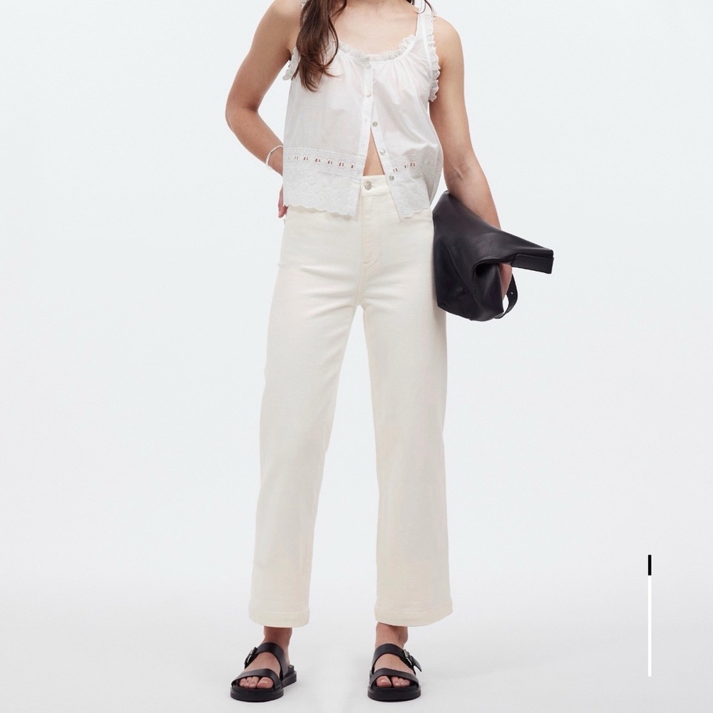 Madewell Emmett Wide- Leg Crop Cream Pants